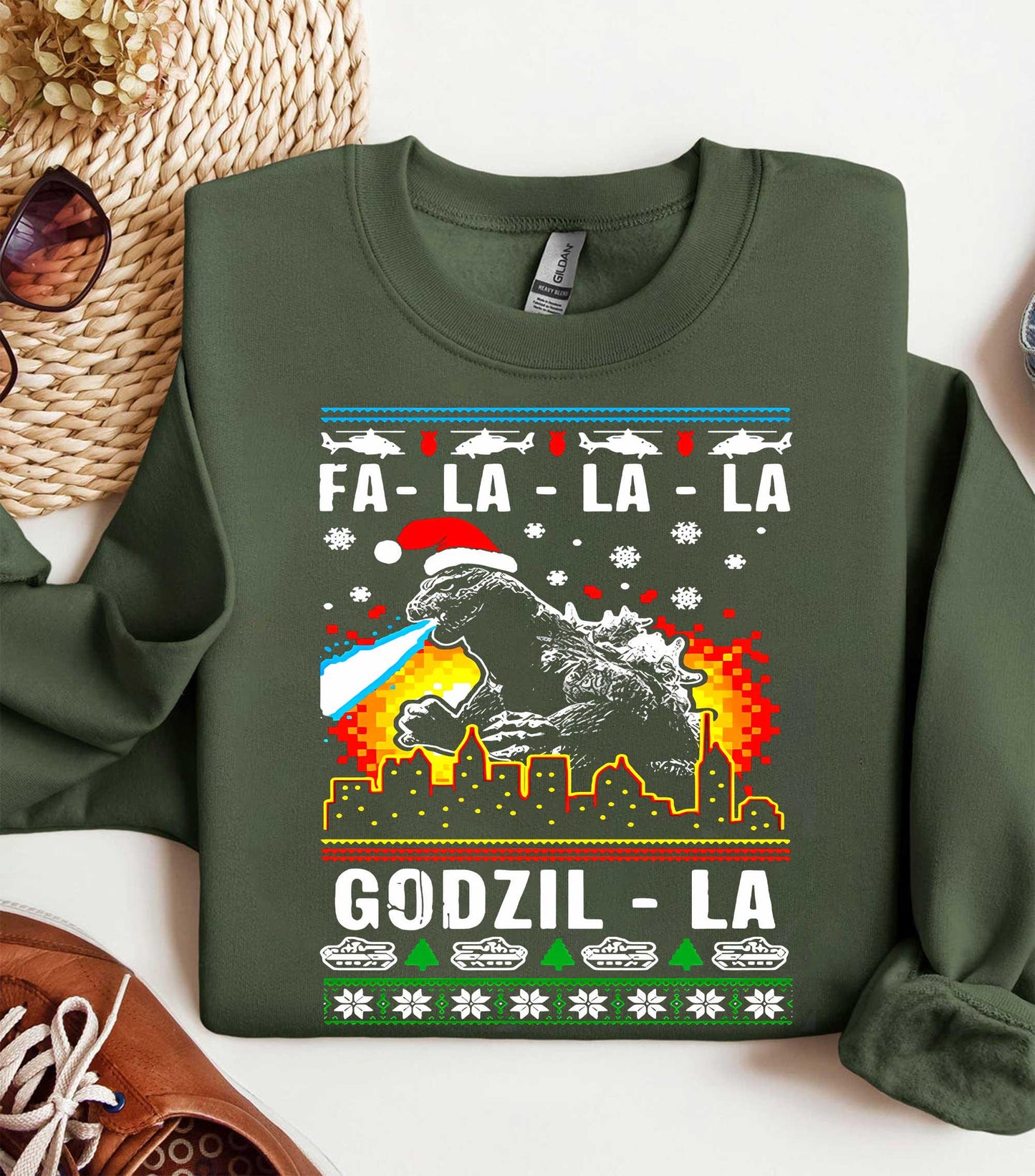 Funny Godzilla Ugly Christmas Sweatshirt, Retro Godzilla Xmas Sweatshirt, Monster Holiday Party Shirt, Funny Christmas Gift