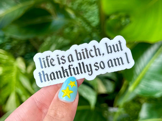 Life is a B!tch but Thankfully So Am I Waterproof Sticker, Mental Health Stickers, Handdrawn Art, Bestfriend Gifts, Positivity, Anxiety