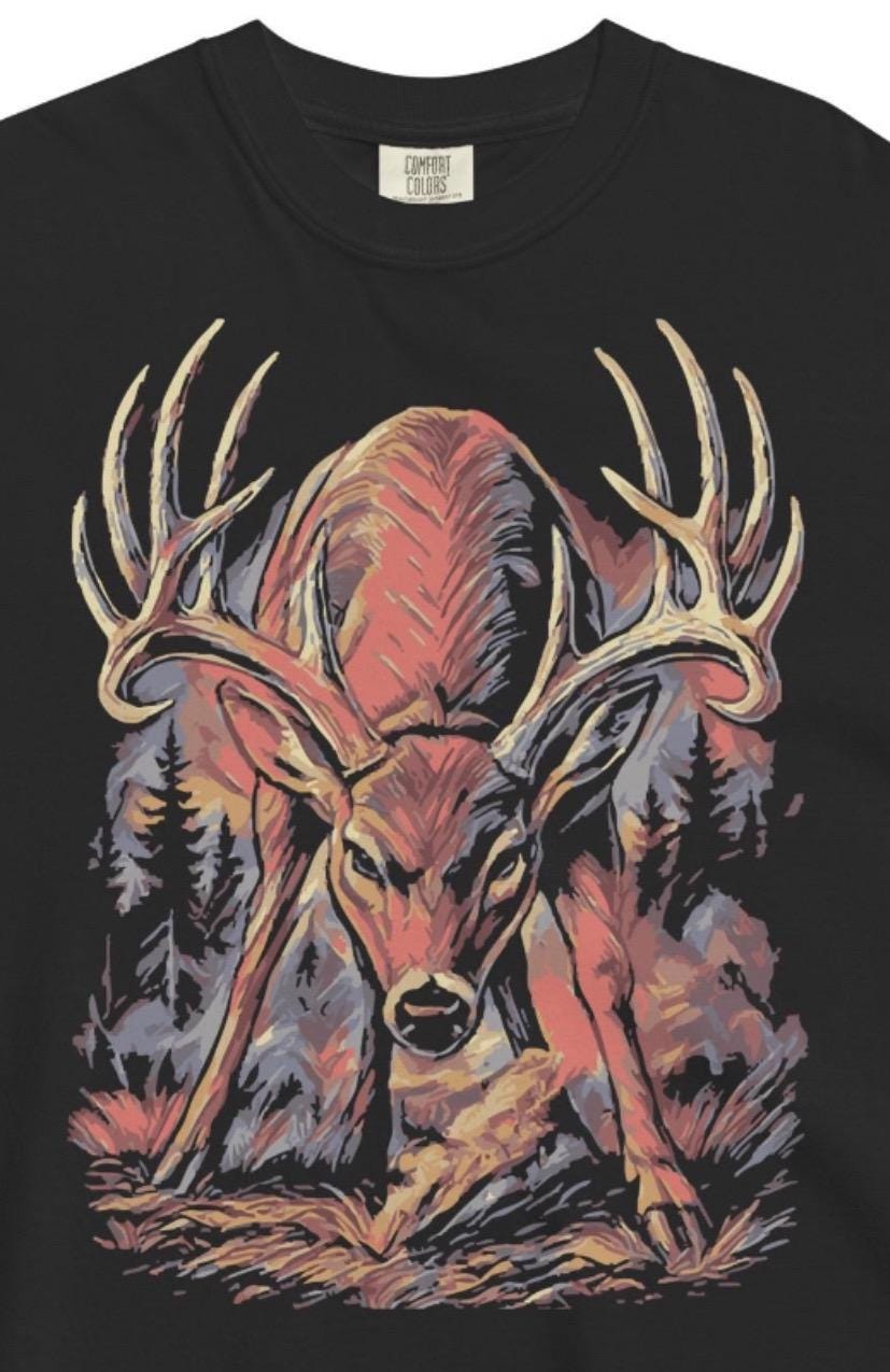 Vintage Whitetail Buck T Shirt · Rut Season Deer Hunting Graphic Tee · Antlers Down Scrape Challenge Shirt for Hunters & Outdoorsmen