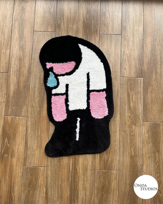 Tufted Sad Man Rug | Custom Rug, Handmade Rug, Tufted Rug, Cheap Rug, Cartoon Rug, Living Room Rug, Rug for Bedroom, Housewarming Gift
