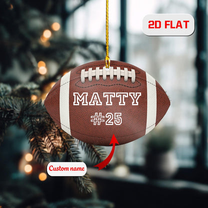 Personalized Football Christmas Ornament with Custom Name and Number, Sports Team Holiday Decoration, Gift for Football Player Fans