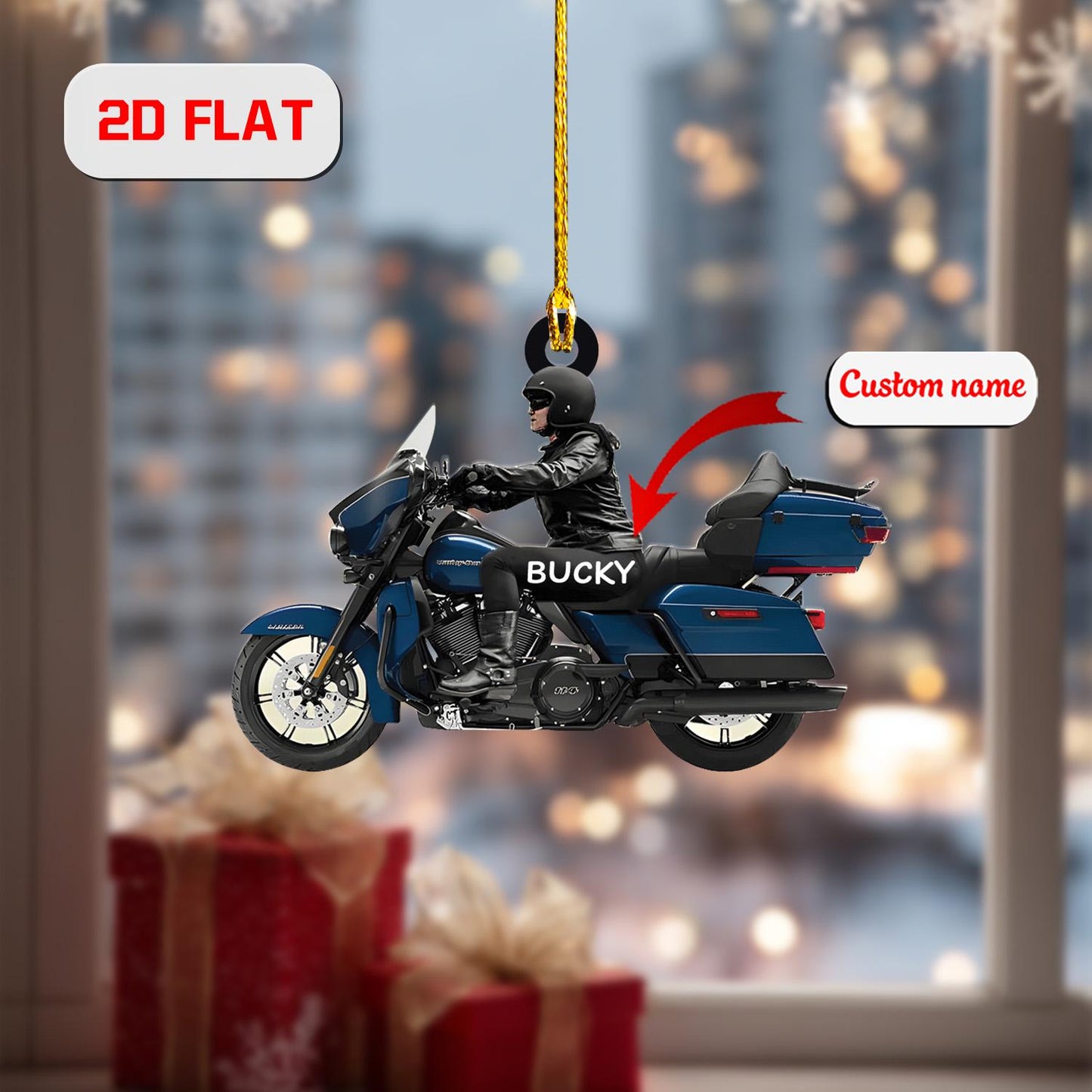 Personalized Motorcycle Ornament - Custom Name Biker Christmas Decoration, Motorbike Rider Gift, Holiday Keepsake for Motorcycle Lovers