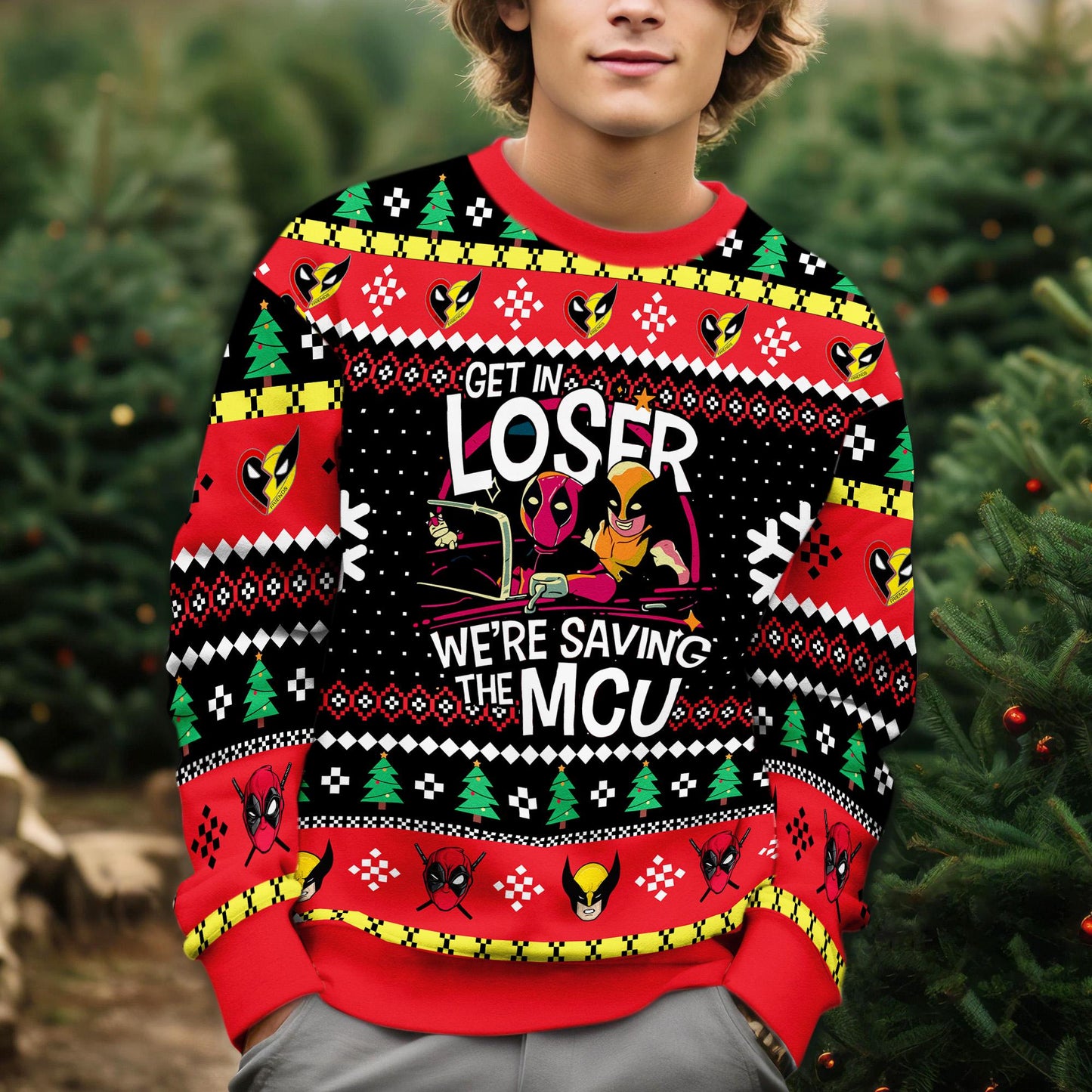 Deadpool Wolverine Ugly Sweater, Get in Loser Superhero Sweatshirt,Superhero 2025 Christmas Sweater,Wolverine Ugly Sweater, Christmas Gift