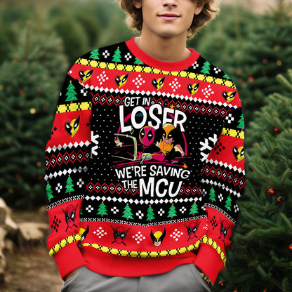 Deadpool Wolverine Ugly Sweater, Get in Loser Superhero Sweatshirt,Superhero 2025 Christmas Sweater,Wolverine Ugly Sweater, Christmas Gift