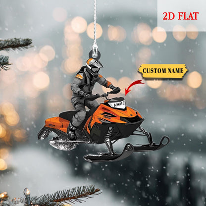 Personalized Snowmobile Acrylic Christmas Ornament 2D Flat for Snowmobile Lovers, Gift for Snowmobile Lovers Snowmobile Rider Ornament