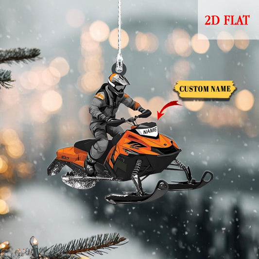 Personalized Snowmobile Acrylic Christmas Ornament 2D Flat for Snowmobile Lovers, Gift for Snowmobile Lovers Snowmobile Rider Ornament