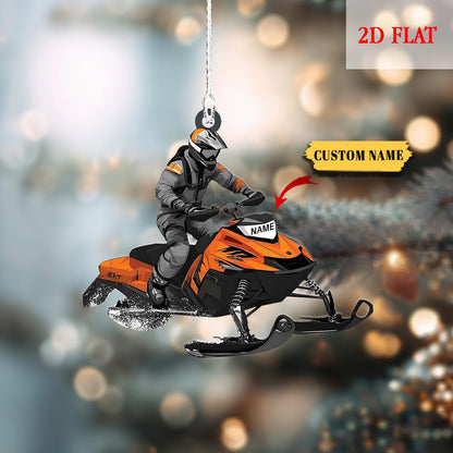 Personalized Snowmobile Acrylic Christmas Ornament 2D Flat for Snowmobile Lovers, Gift for Snowmobile Lovers Snowmobile Rider Ornament