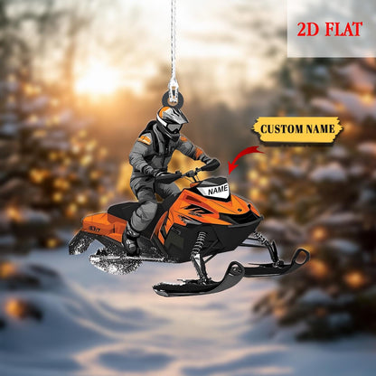 Personalized Snowmobile Acrylic Christmas Ornament 2D Flat for Snowmobile Lovers, Gift for Snowmobile Lovers Snowmobile Rider Ornament