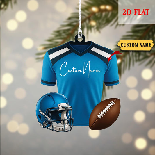Personalized Jersey American Football Team, Christmas Tree Name Ornaments, Best Player Family Kids Name Football Team Fun Christmas