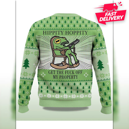 Hippity Hoppity Frog Meme Christmas Ugly Sweater, Family Matching Outfit, Friends Party, Hoodie Christmas Gifts, funny Swearer Ugly For Dad