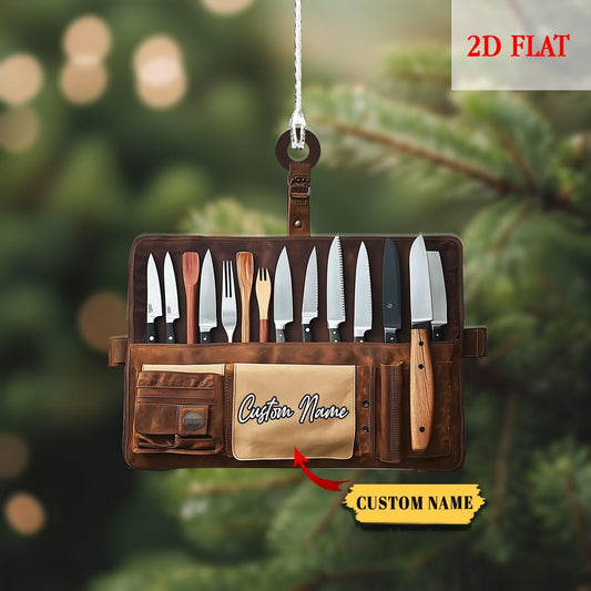 Personalized Chef Knife Christmas 2D Flat Acrylic Ornament, Idea Gift for Master Chef, Chef Christmas Ornament, Master Chef gift Christmas