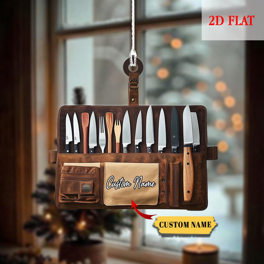 Personalized Chef Knife Christmas 2D Flat Acrylic Ornament, Idea Gift for Master Chef, Chef Christmas Ornament, Master Chef gift Christmas