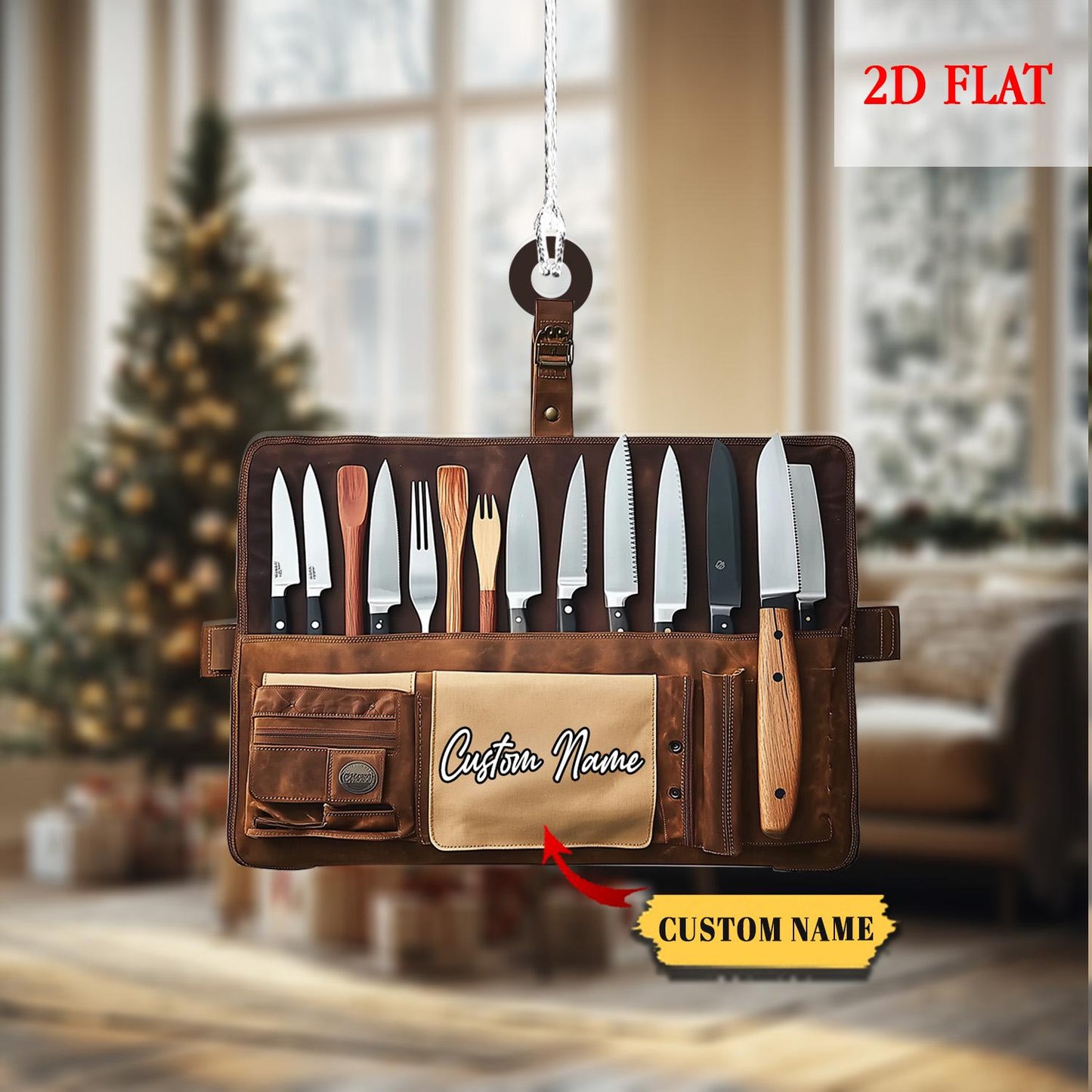 Personalized Chef Knife Christmas 2D Flat Acrylic Ornament, Idea Gift for Master Chef, Chef Christmas Ornament, Master Chef gift Christmas