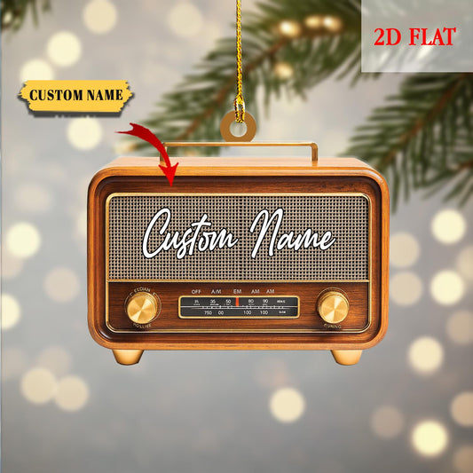 Personalized Radio Christmas 2D Flat Acrylic Ornament, Radio Gift, Radio Ornament Hanging Tree, Radio Lovers Ornament, Retro Radio Ornaments