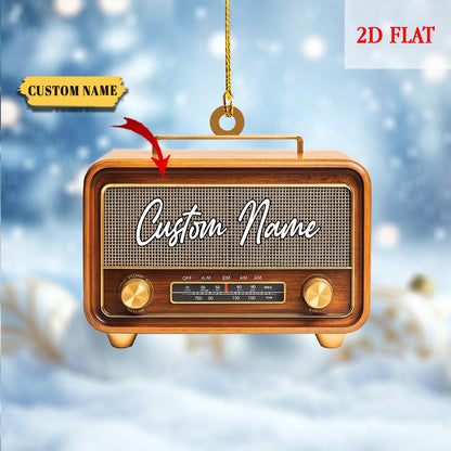 Personalized Radio Christmas 2D Flat Acrylic Ornament, Radio Gift, Radio Ornament Hanging Tree, Radio Lovers Ornament, Retro Radio Ornaments