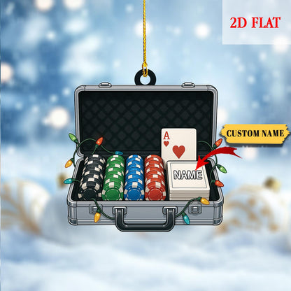 Personalized Poker Car 2D Flat Ornament , Casino Poker Chips Ornament ,Poker Christmas Ornament, Poker Xmas Ornament, Casino Ornament