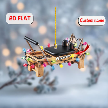 2D Acrylic Christmas Ornament, Pilates Reformer Holiday Decor with Lights, Fitness Ornament for Instructors and Yogis, Christmas Gift