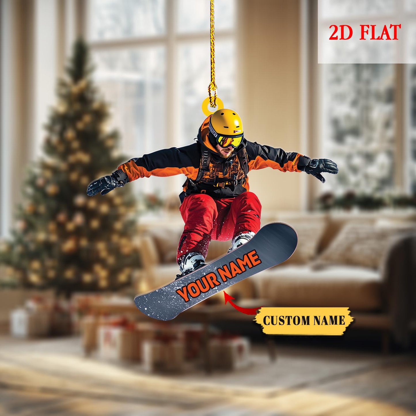 Personalized Snowboard 2D Acrylic Ornament, Winter Sports Ornaments for Boys, Unique Winter Sports Holiday Gift for Snowboarder Boys Girls