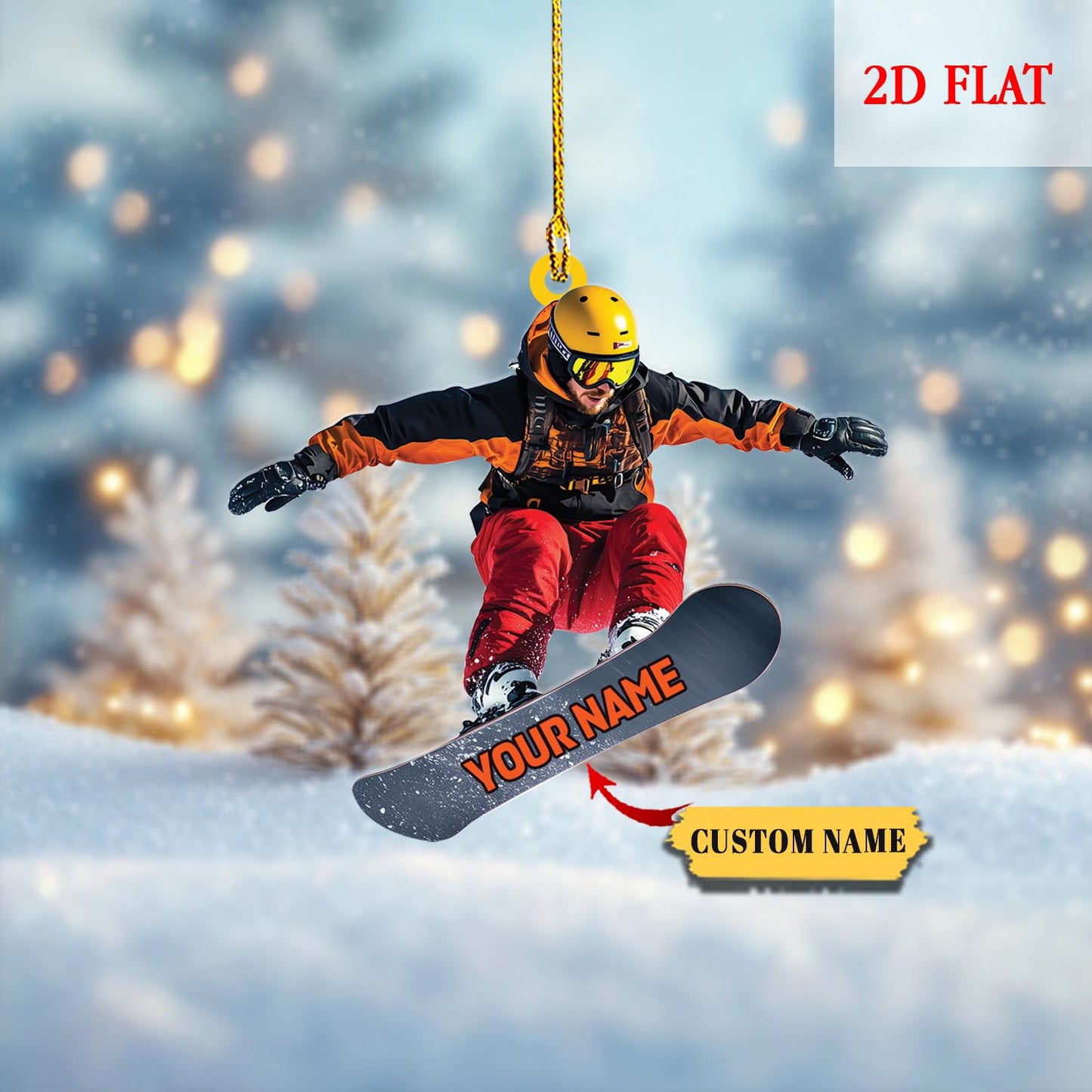 Personalized Snowboard 2D Acrylic Ornament, Winter Sports Ornaments for Boys, Unique Winter Sports Holiday Gift for Snowboarder Boys Girls