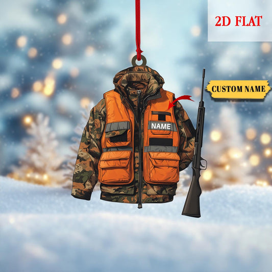 Personalized Hunting 2D Flat Acrylic Ornament, Gift for Deer Hunting Lovers, Hunter Christmas Ornament, Custom Hunting Ornament, Hunter Gift