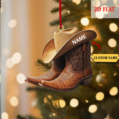 Personalized Cowboy & Cowgirl Christmas Ornaments, Cowboy Boot Ornaments, Cowboy Name Ornament, Cowboy Boots, Cowboy Hat, Boot Stocking