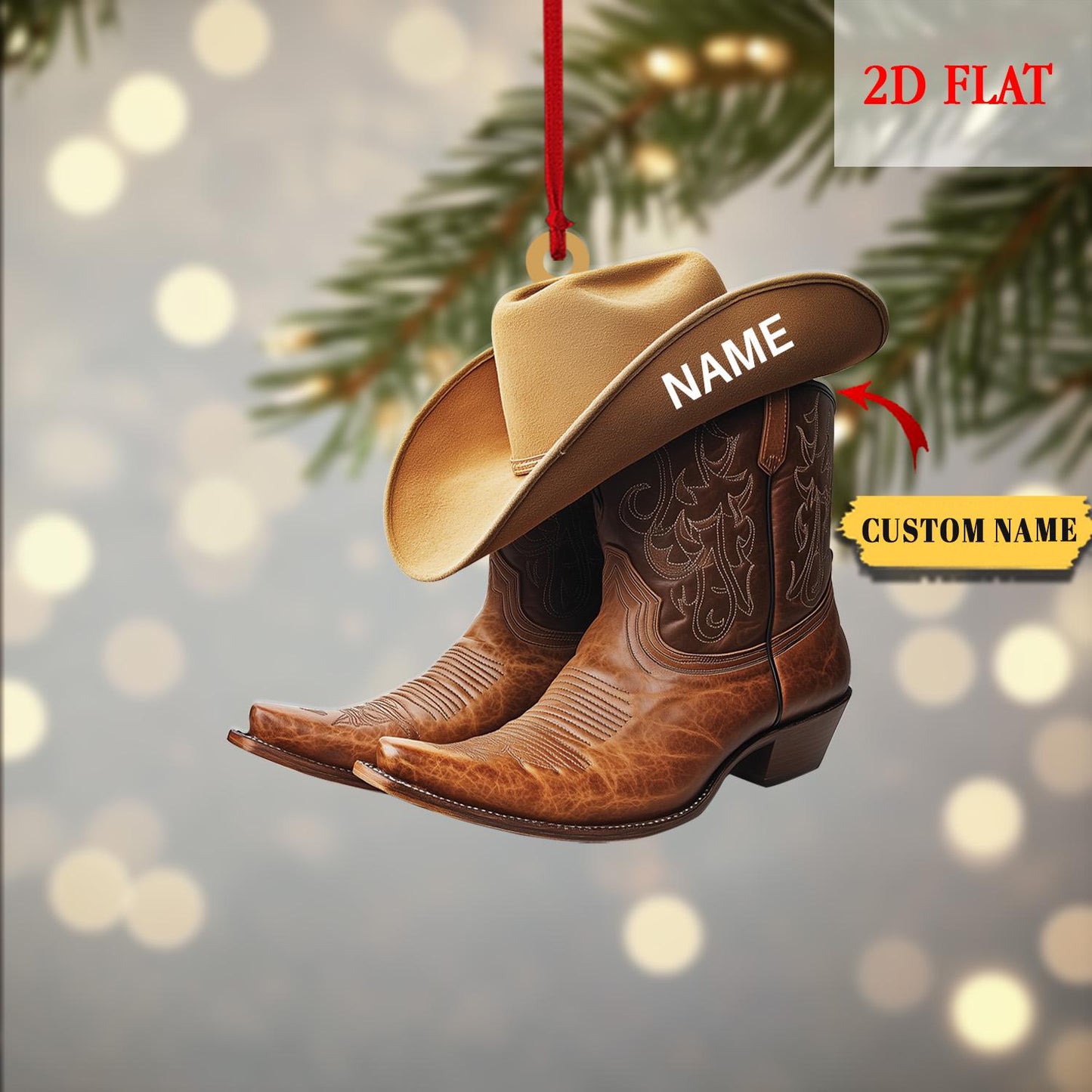 Personalized Cowboy & Cowgirl Christmas Ornaments, Cowboy Boot Ornaments, Cowboy Name Ornament, Cowboy Boots, Cowboy Hat, Boot Stocking