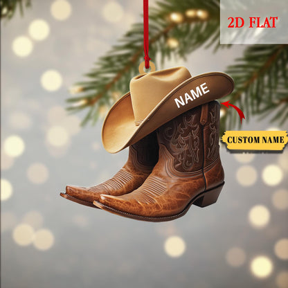 Personalized Cowboy & Cowgirl Christmas Ornaments, Cowboy Boot Ornaments, Cowboy Name Ornament, Cowboy Boots, Cowboy Hat, Boot Stocking