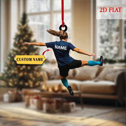 Personalized Soccer Girl Player Christmas 2D Flat Acrylic Ornament, Sport Christmas Ornament, Gift For Soccer Player, Soccer Ornament Decor