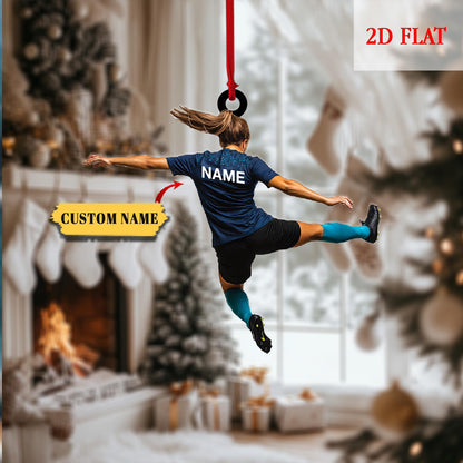 Personalized Soccer Girl Player Christmas 2D Flat Acrylic Ornament, Sport Christmas Ornament, Gift For Soccer Player, Soccer Ornament Decor