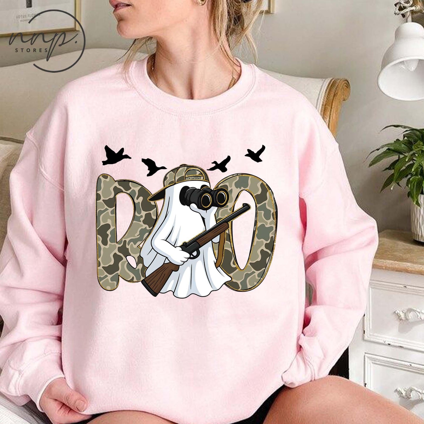 Hunting Season Ghost Boo Sweatshirt, Halloween shirt, Camo Hunter Wildlife Hoodie, Fall Hunting T Shirt, Outdoorsman Top, Waterfowl Deer Tee