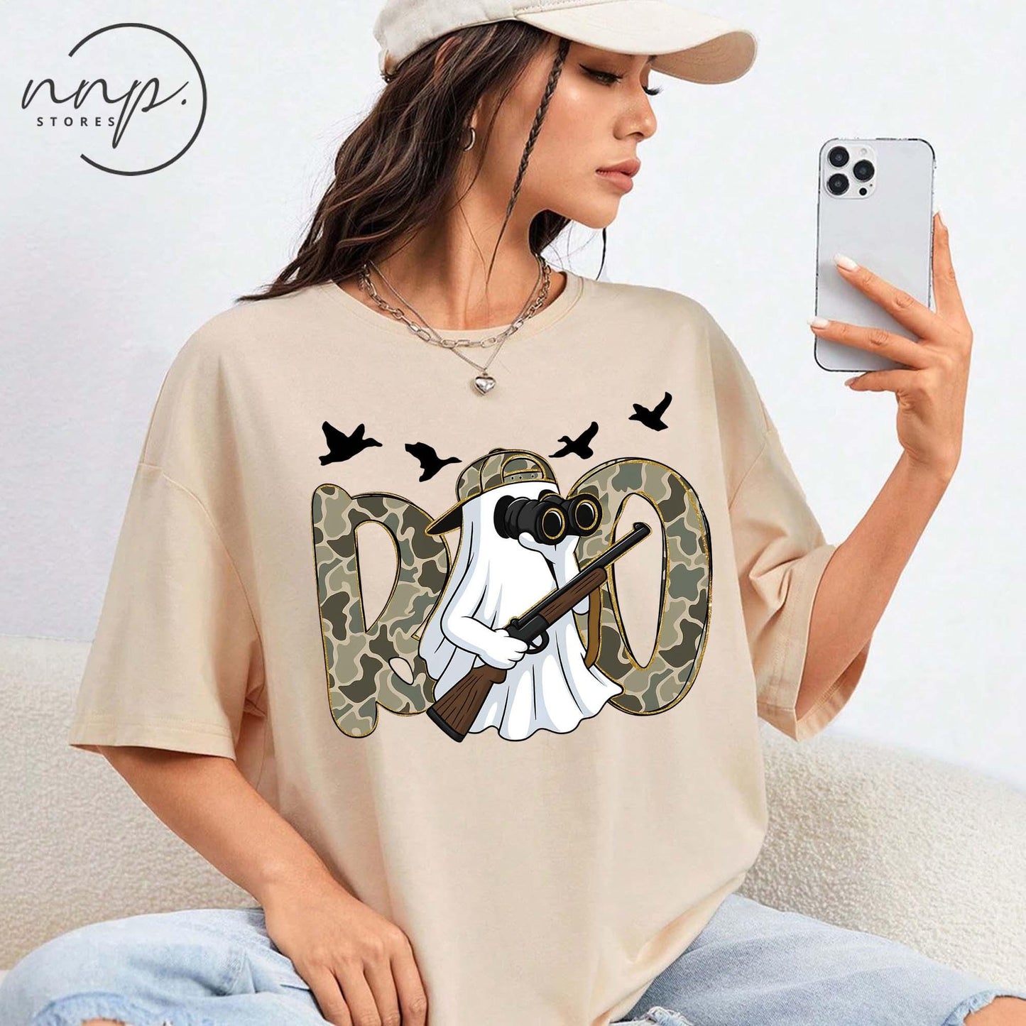 Hunting Season Ghost Boo Sweatshirt, Halloween shirt, Camo Hunter Wildlife Hoodie, Fall Hunting T Shirt, Outdoorsman Top, Waterfowl Deer Tee