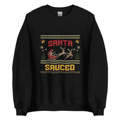 Funny Christmas Jumper | Santa Sauced Ugly Christmas | Unisex Holiday Sweatshirt Hoodie | Xmas Drinking Party Outfit