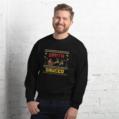 Funny Christmas Jumper | Santa Sauced Ugly Christmas | Unisex Holiday Sweatshirt Hoodie | Xmas Drinking Party Outfit