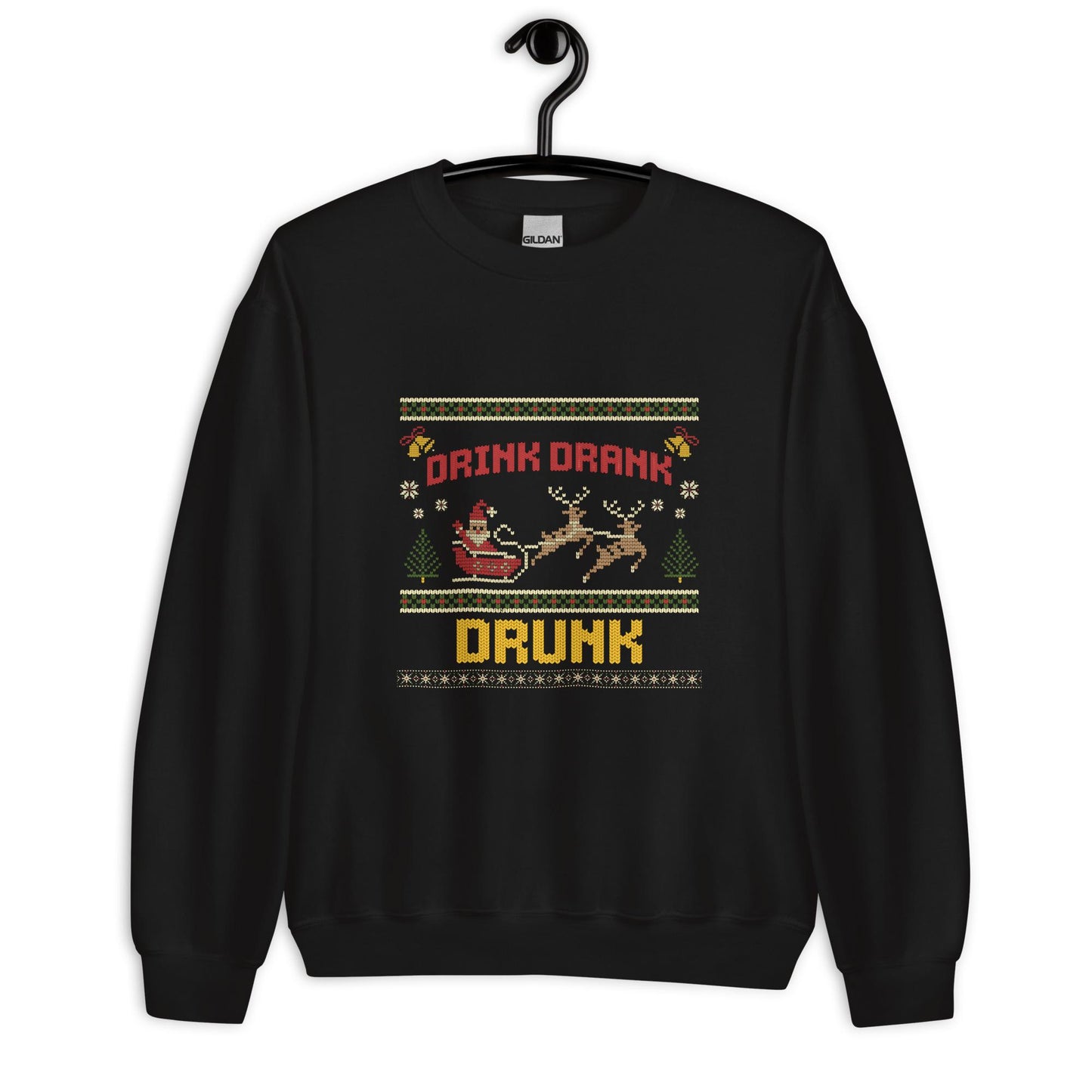 Drink Drank Drunk Christmas Jumper | Funny Ugly Xmas | Holiday Drinking Sweatshirt Hoodie | Unisex Party Christmas Outfit