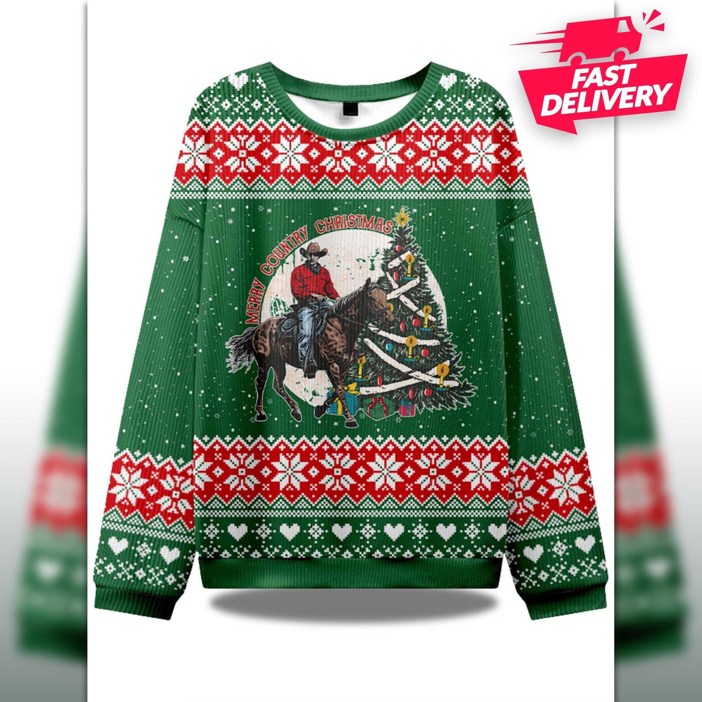Merry Country cowboy Christmas Ugly Sweater, Family Matching Outfit, Friends Party, Hoodie Xmas Gift Dad, Gift for husband,Horse Xmas Hoodie