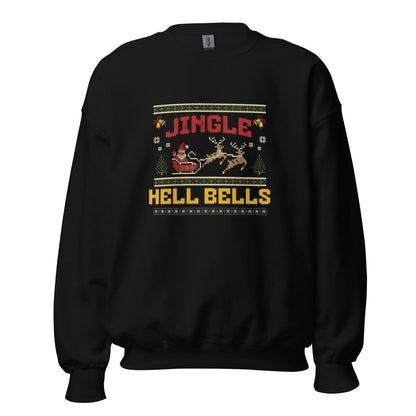 Jingle Hell Bells Christmas Jumper | Funny Ugly Xmas | Unisex Holiday Sweatshirt Hoodie | Rock Music Drinking Party Outfit
