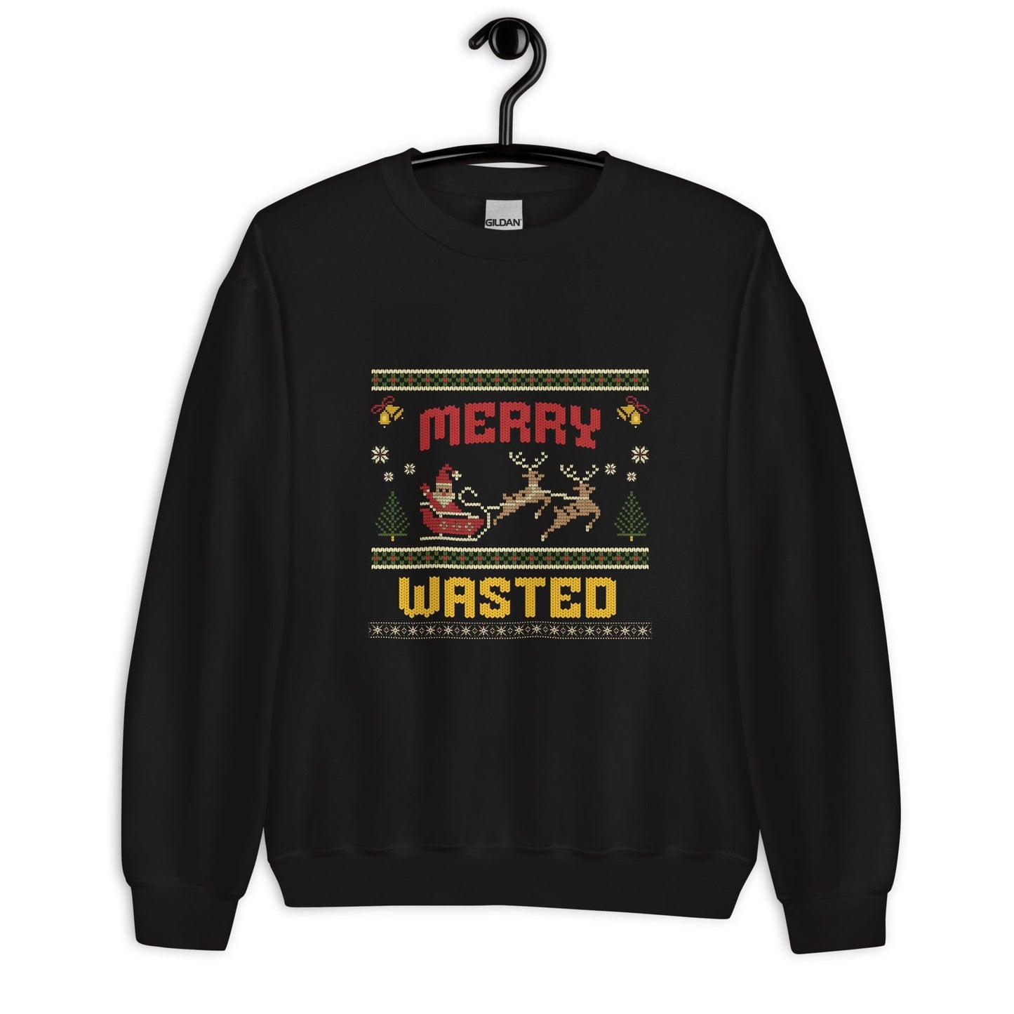 Merry Wasted Christmas Jumper | Funny Ugly Xmas | Holiday Drinking Sweatshirt Hoodie | Unisex Party Festive Christmas Jumper