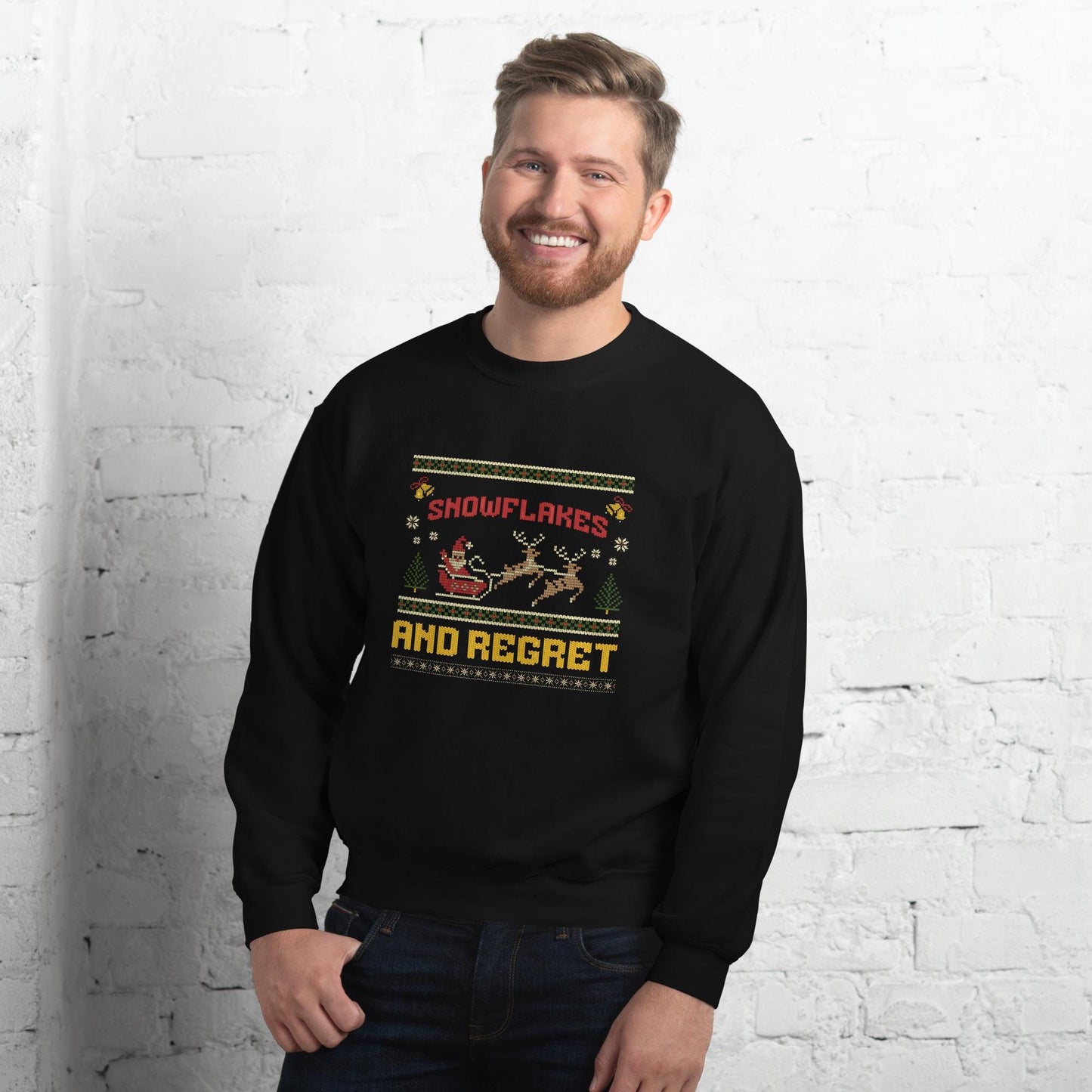 Snowflakes And Regret Funny Christmas Jumper | Ugly Xmas | Unisex Holiday Sweatshirt Hoodie | Drinking Festive Party Outfit