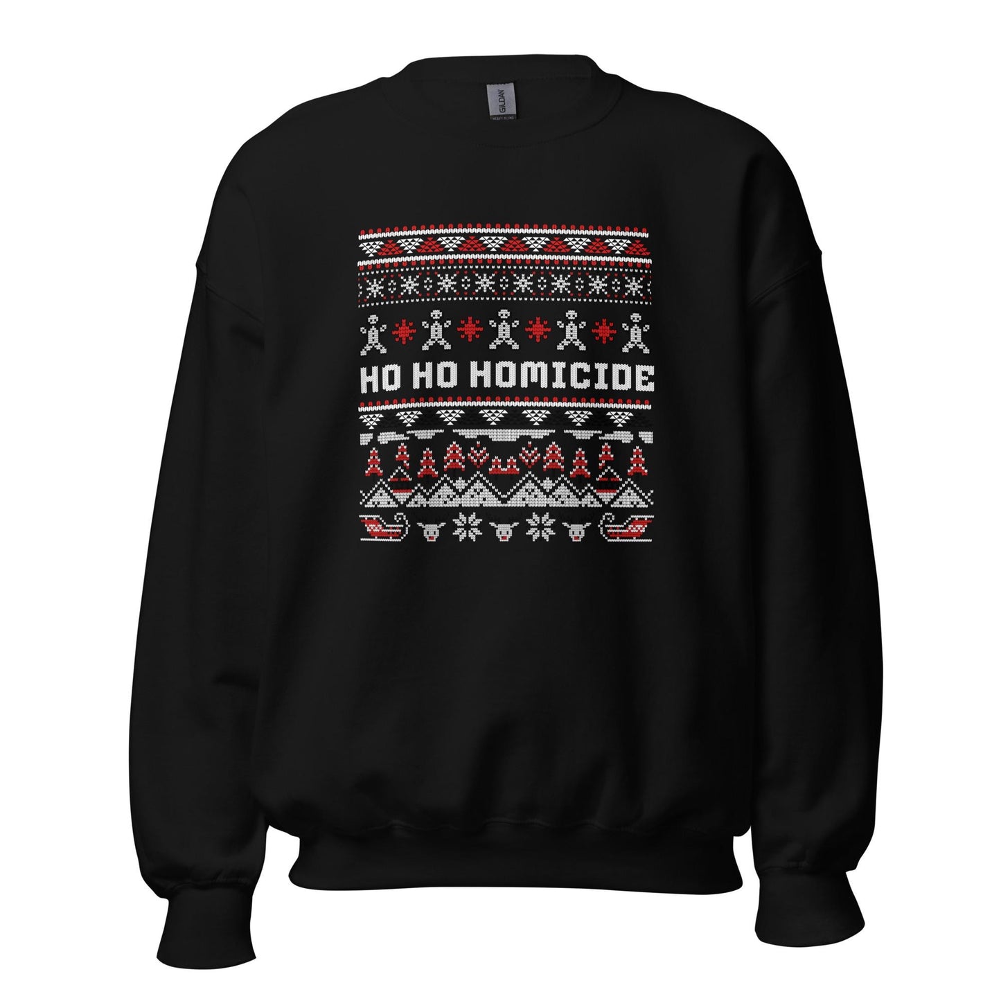 Ho Ho Homicide Funny Christmas Jumper | Ugly Xmas | Unisex Holiday Sweatshirt Hoodie | Dark Humour Festive Party Outfit