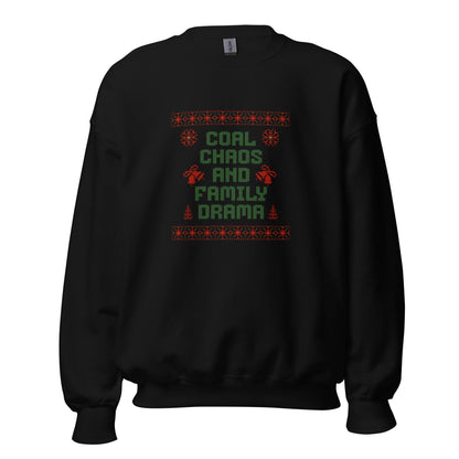 Ugly Christmas | Coal Chaos & Family Drama Jumper | Sarcastic Adult Funny Xmas Gift, Anti-Cheer Holiday Party Knit