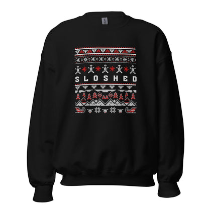 Sloshed Ugly Christmas | Funny Drunk Xmas Jumper | Adult Humour Drinking Gift | Party Knit | Hammered Holiday Jumper