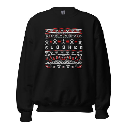 Sloshed Ugly Christmas | Funny Drunk Xmas Jumper | Adult Humour Drinking Gift | Party Knit | Hammered Holiday Jumper