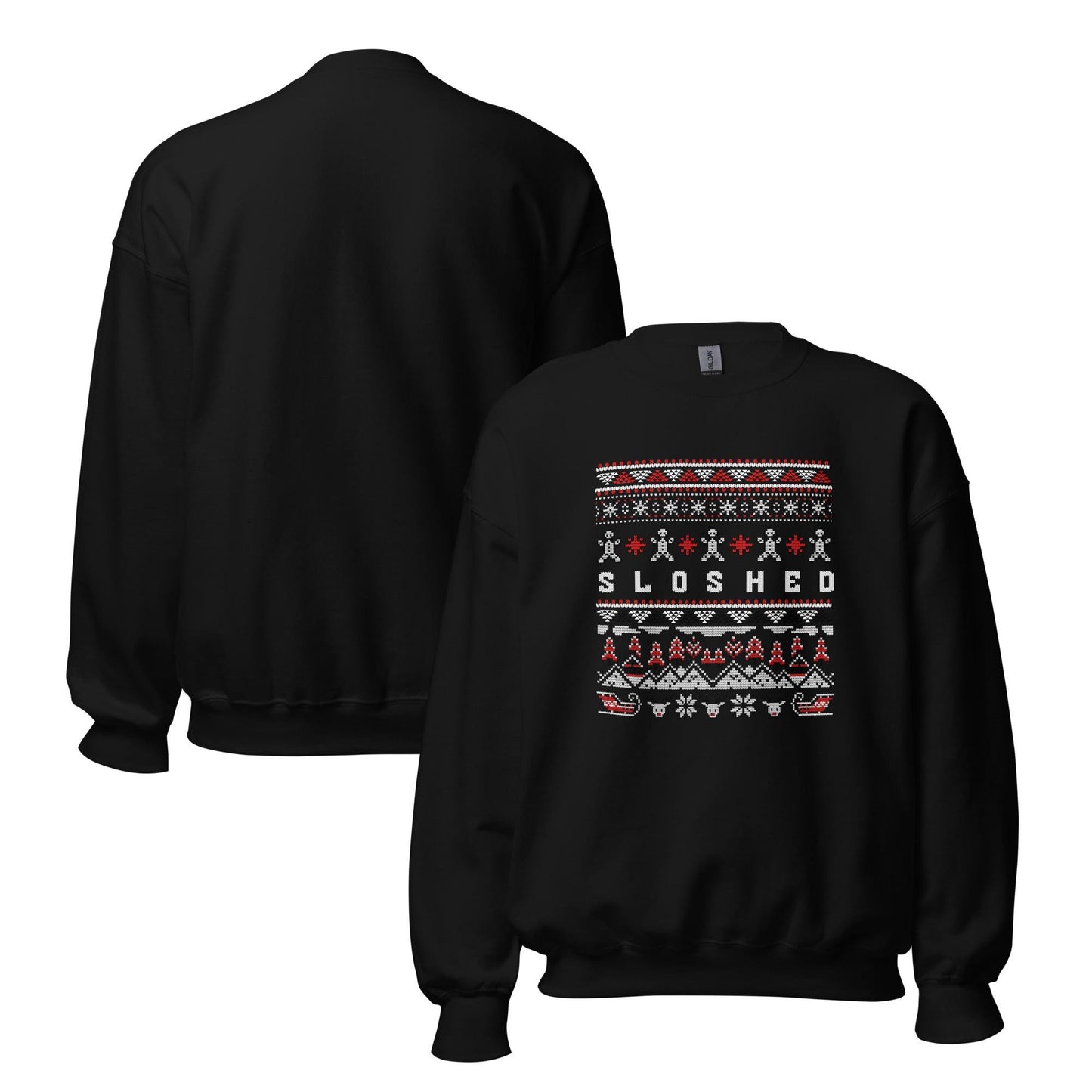 Sloshed Ugly Christmas | Funny Drunk Xmas Jumper | Adult Humour Drinking Gift | Party Knit | Hammered Holiday Jumper