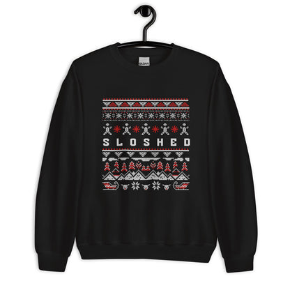 Sloshed Ugly Christmas | Funny Drunk Xmas Jumper | Adult Humour Drinking Gift | Party Knit | Hammered Holiday Jumper