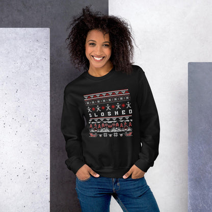Sloshed Ugly Christmas | Funny Drunk Xmas Jumper | Adult Humour Drinking Gift | Party Knit | Hammered Holiday Jumper