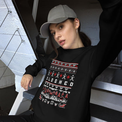 Sloshed Ugly Christmas | Funny Drunk Xmas Jumper | Adult Humour Drinking Gift | Party Knit | Hammered Holiday Jumper