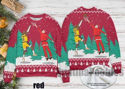 Santa Dunking Lebron James Ugly Christmas Sweater, Lebron James Christmas Sweater, Santa  Holiday Sweater, Ugly Christmas Sweater