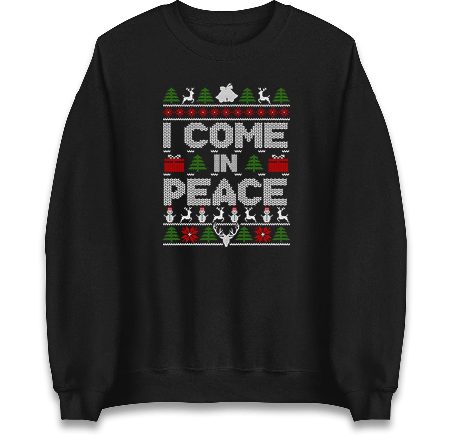 Couples Matching His & Hers Christmas Jumper, Xmas Funny I Come In Peace, Peace Hoodie, Adult Humour Christmas T Shirt