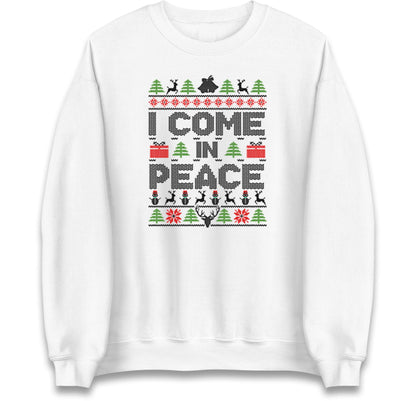 Couples Matching His & Hers Christmas Jumper, Xmas Funny I Come In Peace, Peace Hoodie, Adult Humour Christmas T Shirt