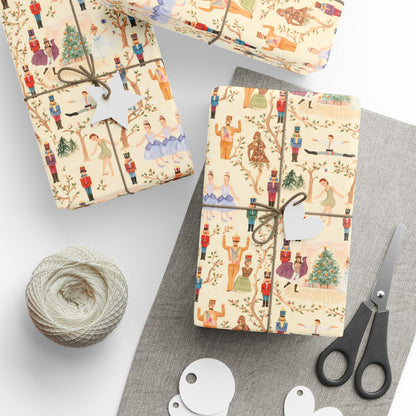 Nutcracker Ballet Wrapping Paper: Ballerinas, Toy Soldiers, Christmas Tree